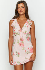 Luca White Floral Chiffon Mini Dress Image