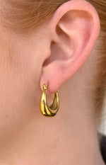 Lucetta Gold Oval Statement Hoop Earrings Image