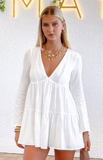 Lucky Heart White Long Sleeve Mini Dress Image