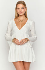 Lucky Heart White Long Sleeve Mini Dress Image