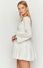 Lucky Heart White Long Sleeve Mini Dress Image