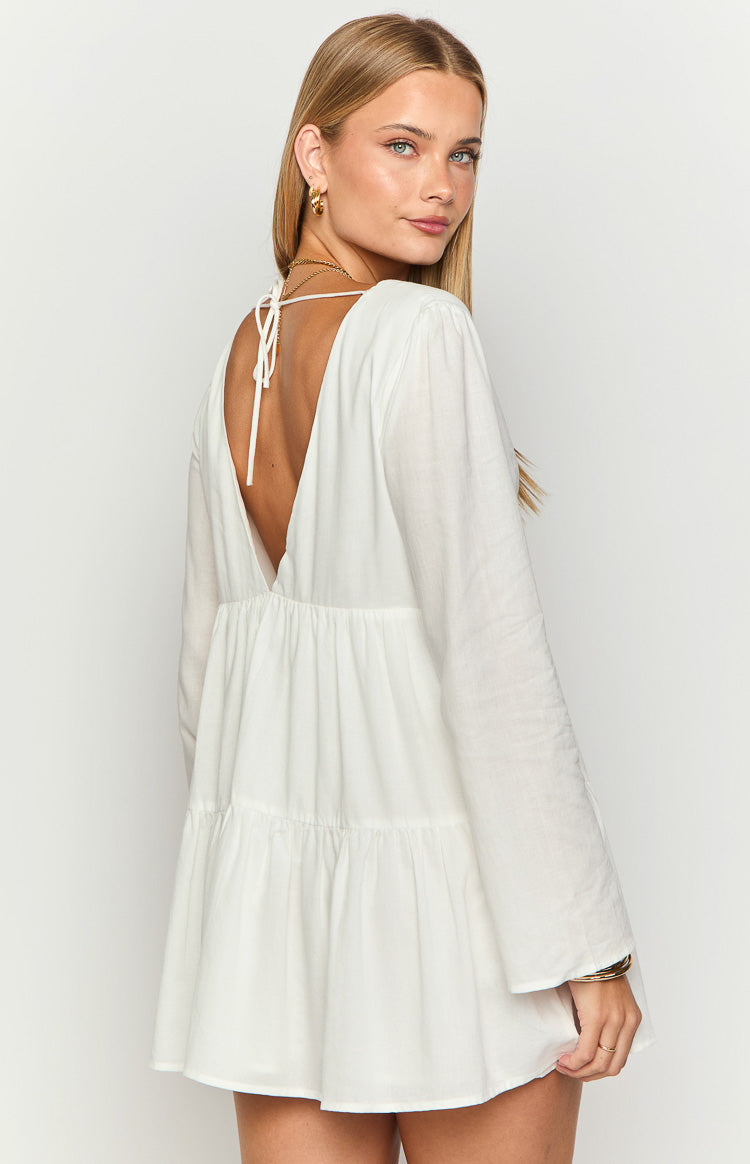 Lucky Heart White Long Sleeve Mini Dress Image