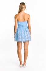 Luke Blue Sequin Strapless Party Mini Dress Image