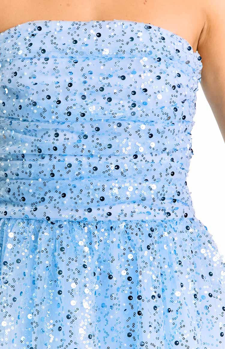 Luke Blue Sequin Strapless Party Mini Dress Image