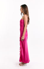 Mackenna Hot Pink Strapless Maxi Dress Image