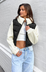 Maelle Black Sherpa Puffer Jacket Image