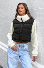Maelle Black Sherpa Puffer Jacket Image