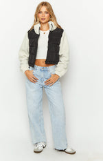 Maelle Black Sherpa Puffer Jacket Image