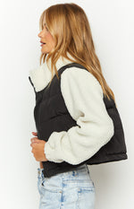 Maelle Black Sherpa Puffer Jacket Image