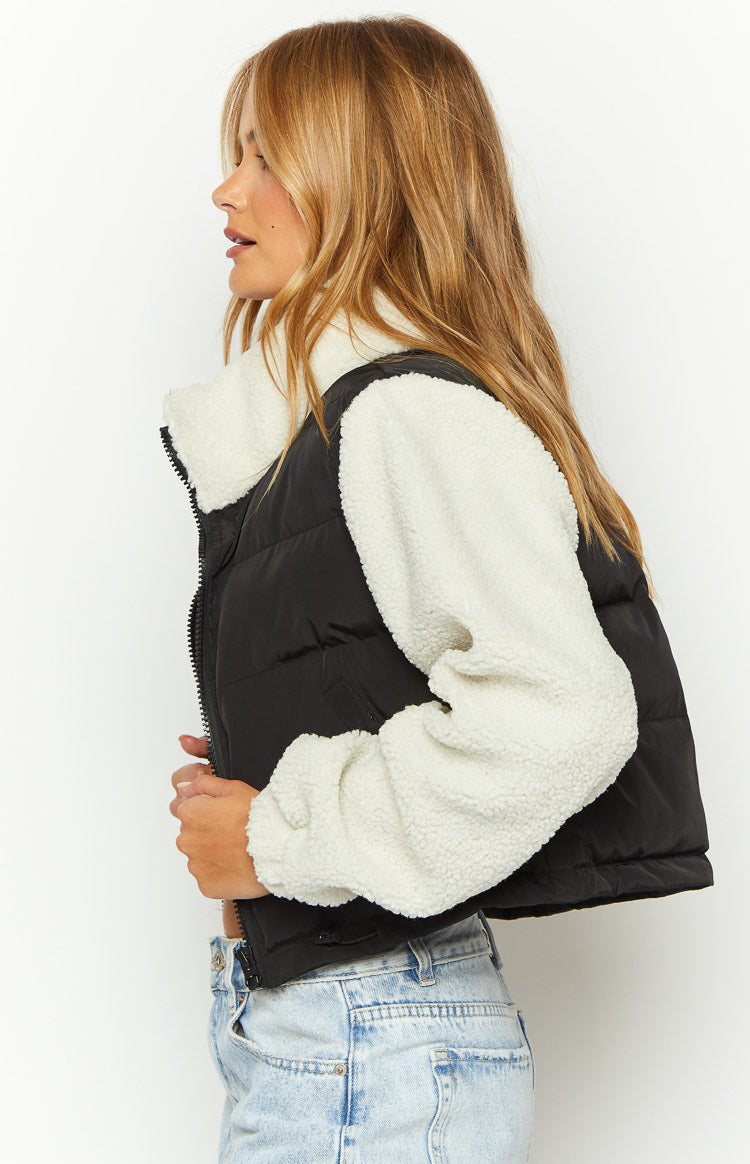 Maelle Black Sherpa Puffer Jacket Image