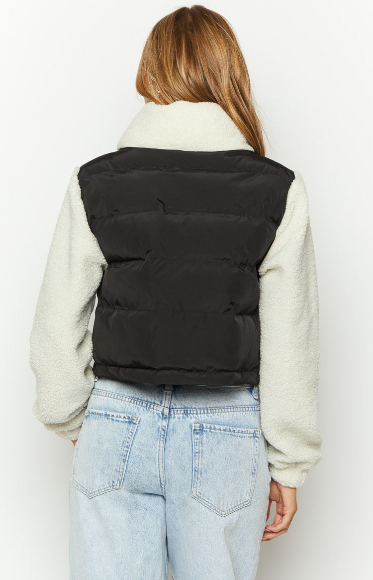 Maelle Black Sherpa Puffer Jacket Image