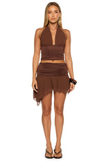 Mahlee Brown Ruched Mini Skirt Image