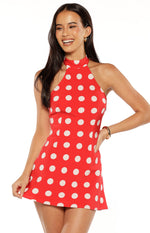 Maia Red Spot Halter Neck Mini Dress Image