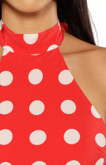 Maia Red Spot Halter Neck Mini Dress Image