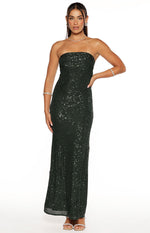 Maiah Emerald Green Sequin Maxi Dress Image