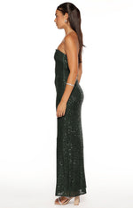 Maiah Emerald Green Sequin Maxi Dress Image