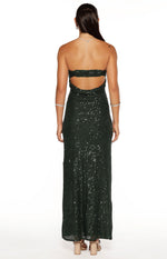 Maiah Emerald Green Sequin Maxi Dress Image