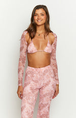 Main Act Pink Swirl Snake Print Top And Bolero Image