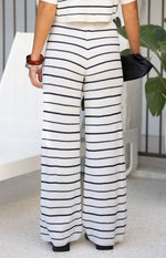 Maple White Navy Stripe Knit Pants Image
