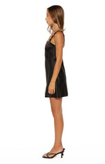 Marbelle Black Satin Mini Dress Image