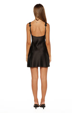 Marbelle Black Satin Mini Dress Image