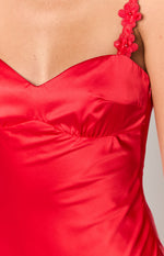Marbelle Red Satin Mini Dress Image