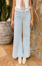 Marelle Light Denim Wide Leg Side Split Jeans Image