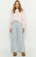 Marelle Light Denim Wide Leg Side Split Jeans Image
