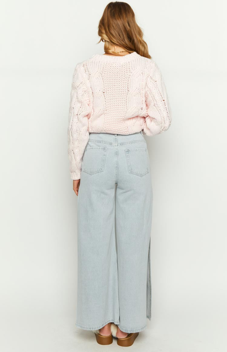 Marelle Light Denim Wide Leg Side Split Jeans Image