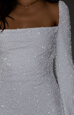 Marienne White Velvet Sequin Mini Dress Image