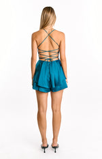 Marleen Teal Tie Back Party Playsuit Image