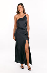 Marriot Black One Shoulder Formal Maxi Dress Image