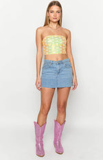 Mary Yellow Sequin Strapless Corset Top Image