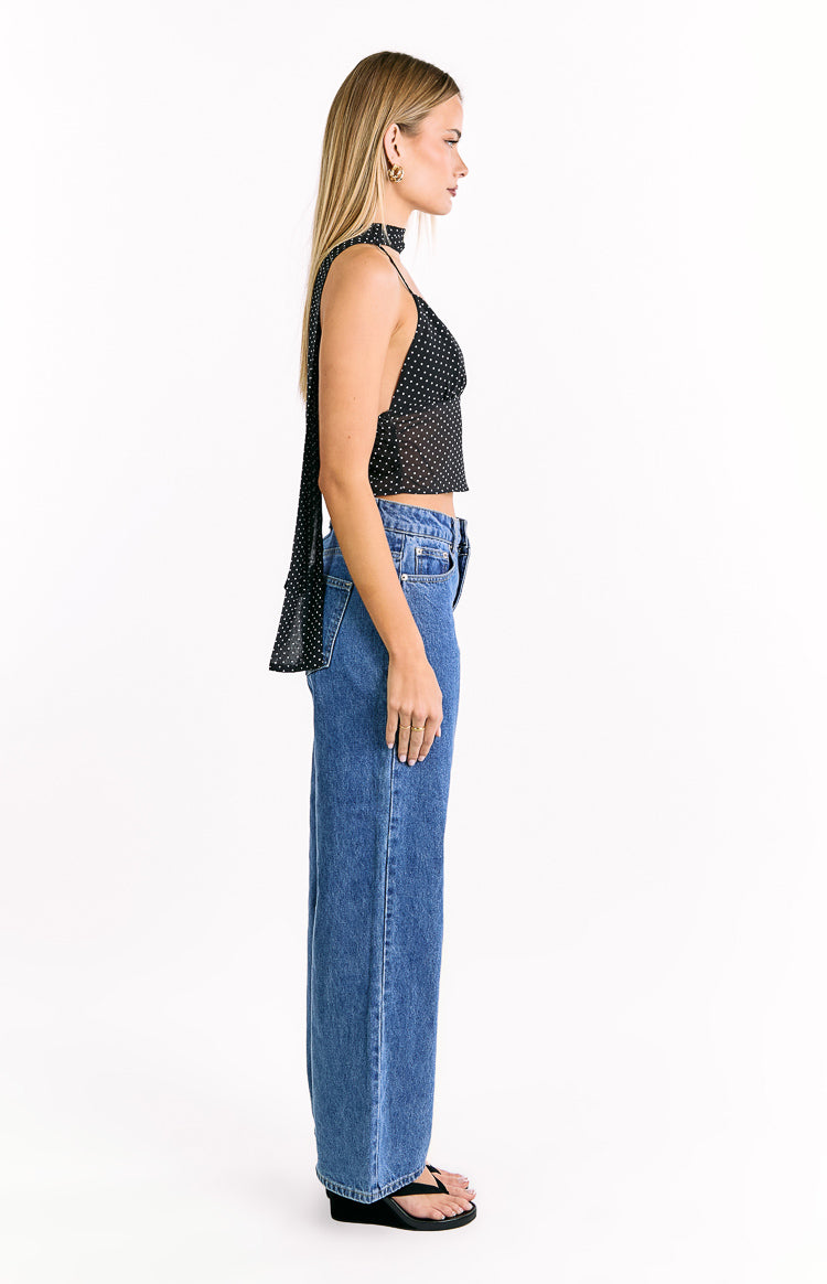 Maye Black Polka Dot Top Image