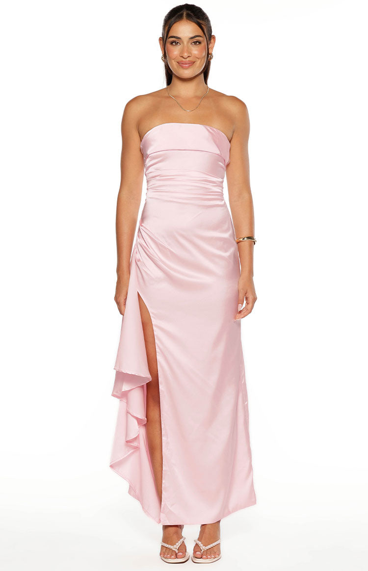 Merlo Light Pink Strapless Formal Maxi Dress Image