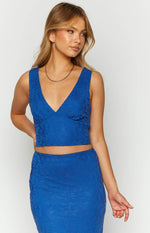 Mimosa Blue Lace Crop Top Image