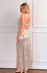 Mirror Gold Sequin Maxi Dress Image