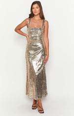 Mirror Gold Sequin Maxi Dress Image