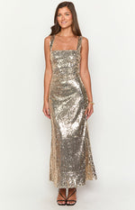 Mirror Gold Sequin Maxi Dress Image