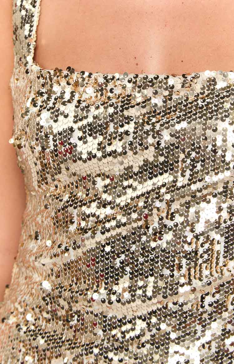 Mirror Gold Sequin Maxi Dress Image