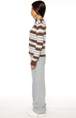 Misha Brown and Blue Stripe Button Down Cardigan Image