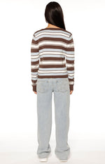 Misha Brown and Blue Stripe Button Down Cardigan Image