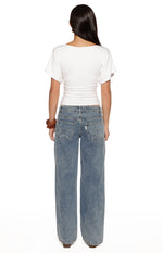 Muriel White Ruched Waist Jersey Top Image