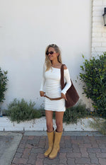 Myles White Long Sleeve Drop Shoulder Mini Dress Image