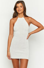 Myra White Knit Mini Dress Image