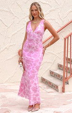 Beck Pink Floral Maxi Dress Image