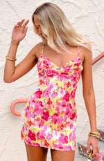 Honey Yellow Floral Pop Mini Dress Image