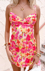 Honey Yellow Floral Pop Mini Dress Image