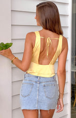 Ivory Petal Yellow Satin Top Image