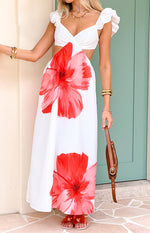 Kaden White Floral Print Maxi Dress Image
